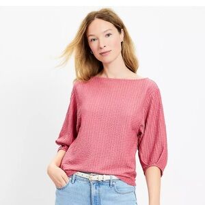 Loft Pleated Elbow Sleeve Top